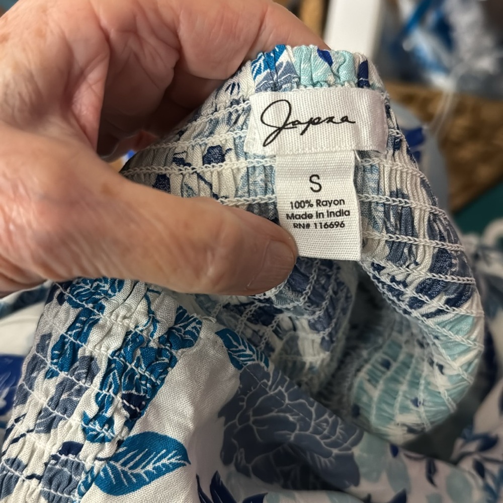 JAPNA SZ S NWT MAXI BUTTON UP  SLEEVELESS BLUE & WHITE FLORAL DRESS W/POCKETS - Picture 9 of 10